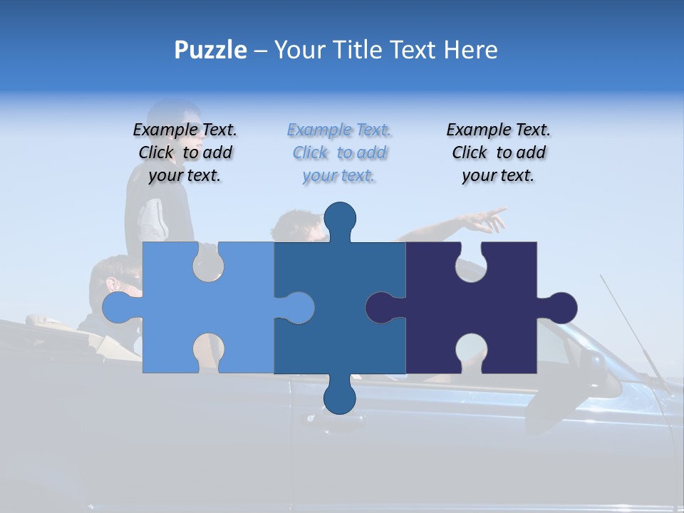 Group Of Young People In Convertible Car PowerPoint Template