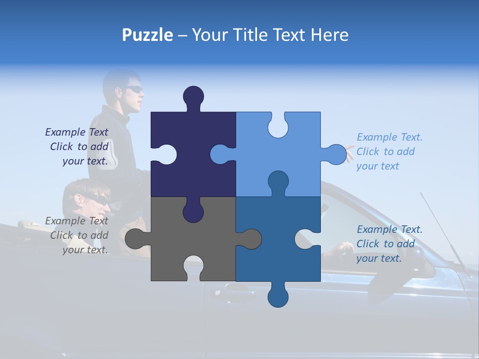 Group Of Young People In Convertible Car PowerPoint Template