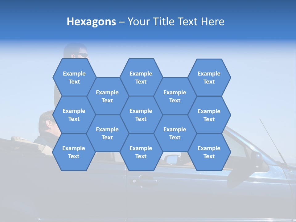 Group Of Young People In Convertible Car PowerPoint Template