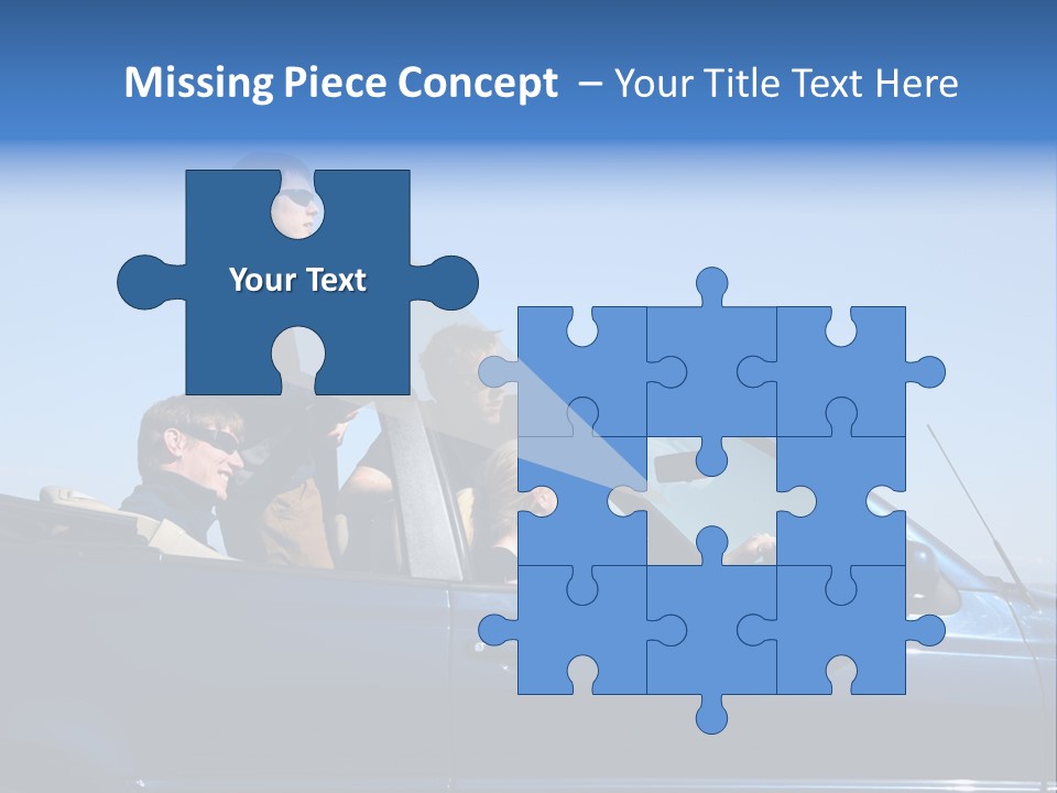 Group Of Young People In Convertible Car PowerPoint Template