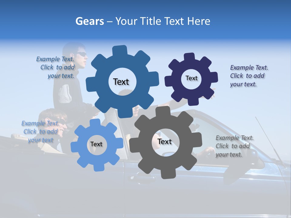 Group Of Young People In Convertible Car PowerPoint Template