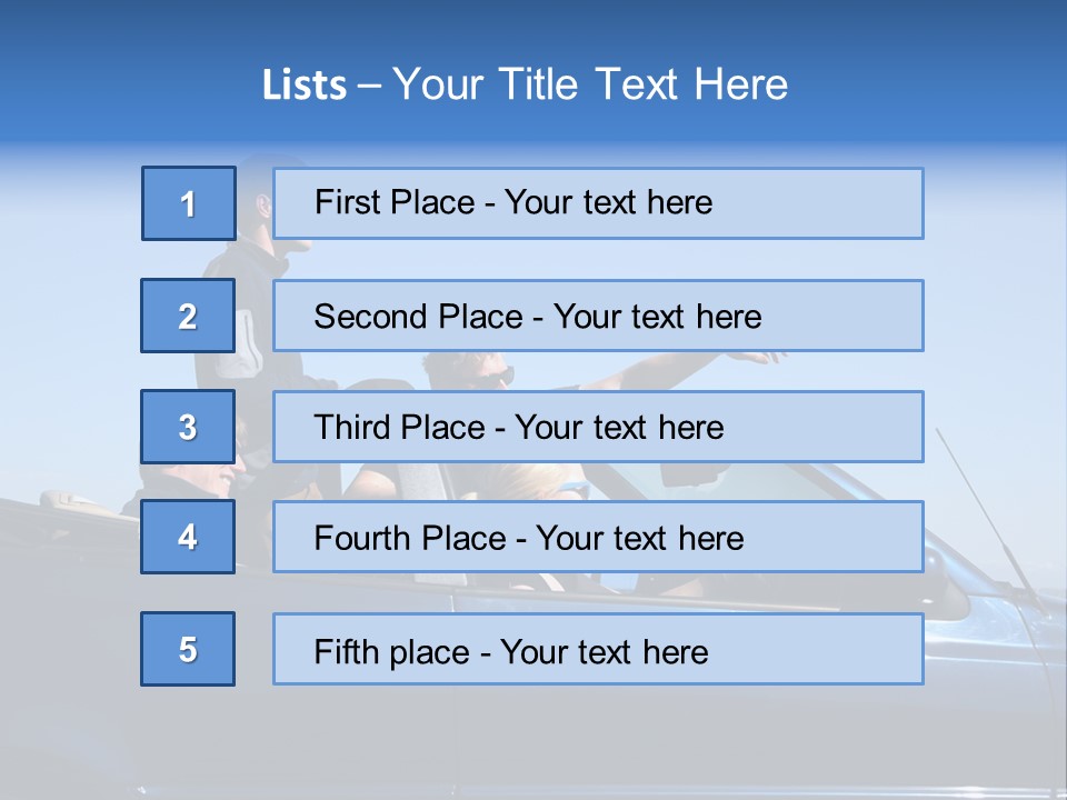 Group Of Young People In Convertible Car PowerPoint Template