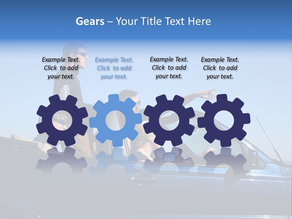 Group Of Young People In Convertible Car PowerPoint Template