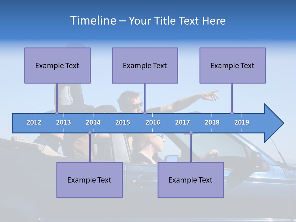 Group Of Young People In Convertible Car PowerPoint Template