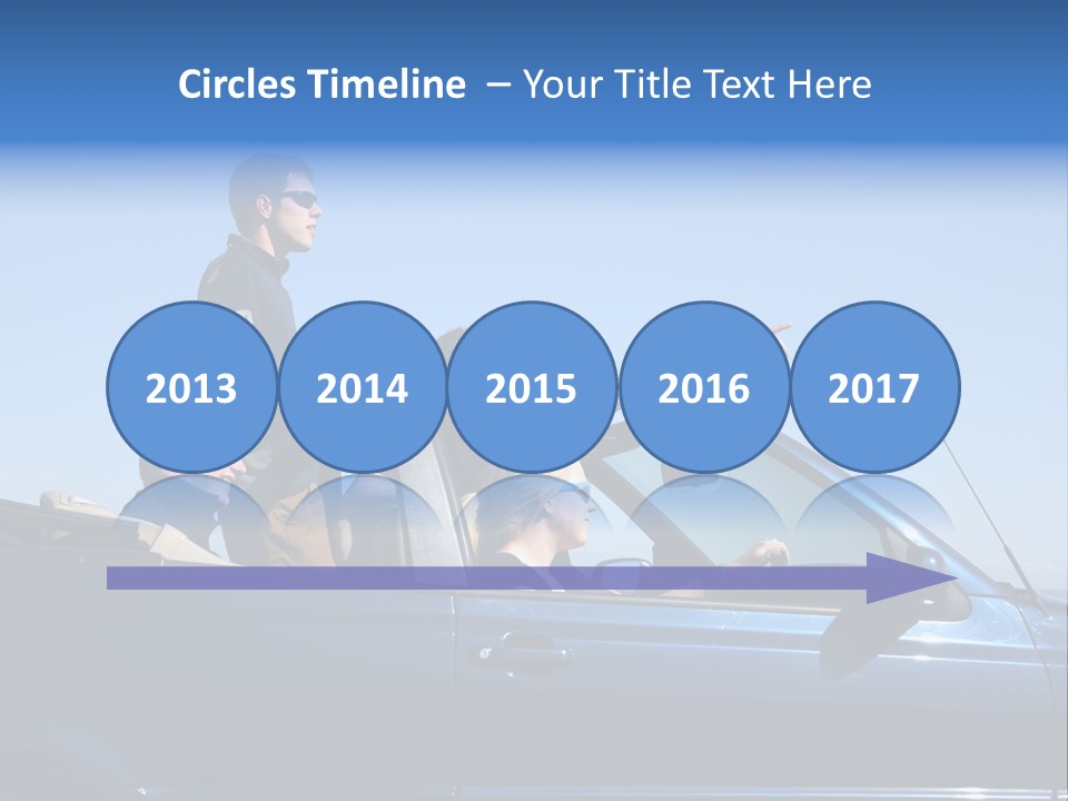 Group Of Young People In Convertible Car PowerPoint Template
