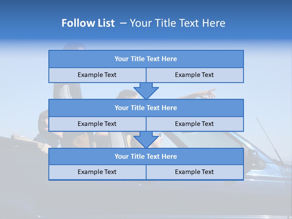 Group Of Young People In Convertible Car PowerPoint Template