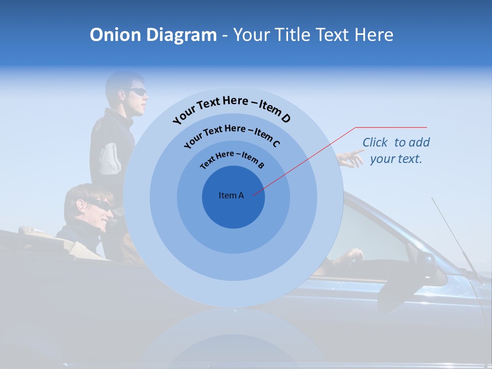 Group Of Young People In Convertible Car PowerPoint Template