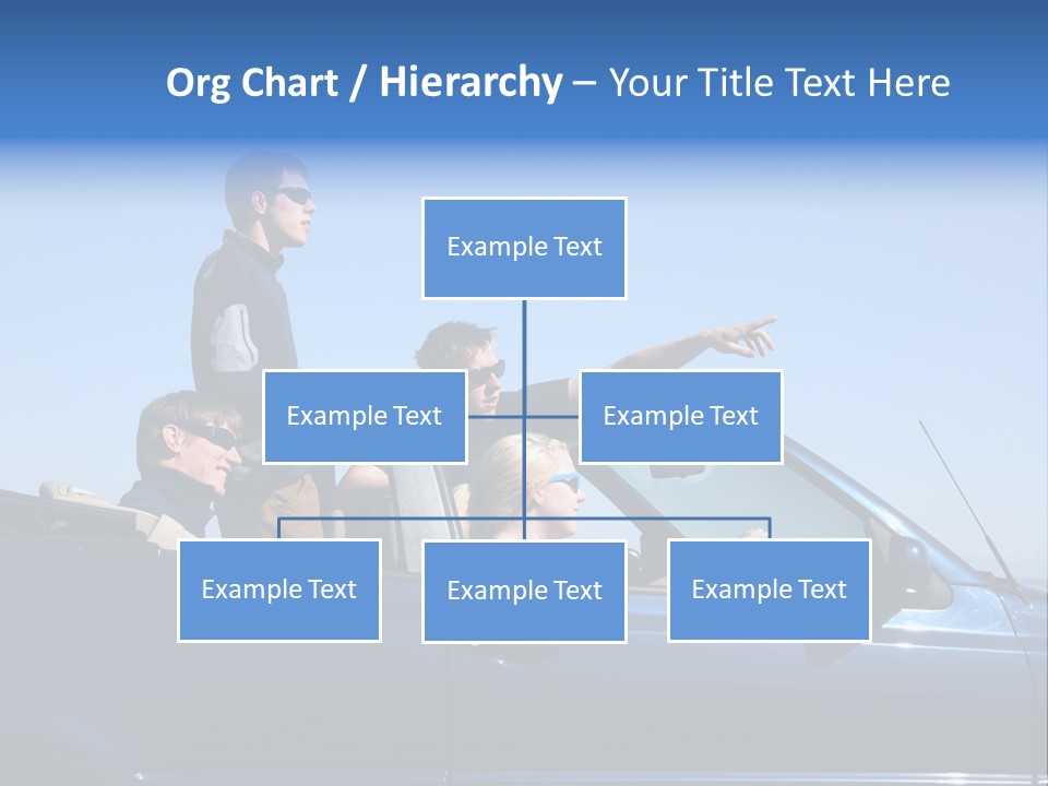 Group Of Young People In Convertible Car PowerPoint Template