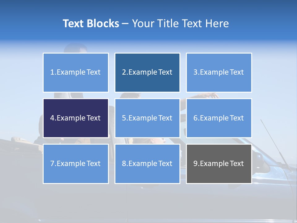 Group Of Young People In Convertible Car PowerPoint Template