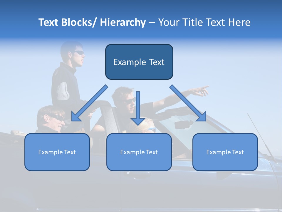 Group Of Young People In Convertible Car PowerPoint Template