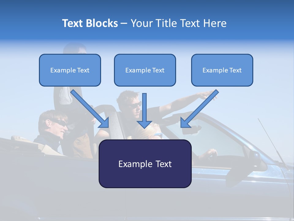 Group Of Young People In Convertible Car PowerPoint Template
