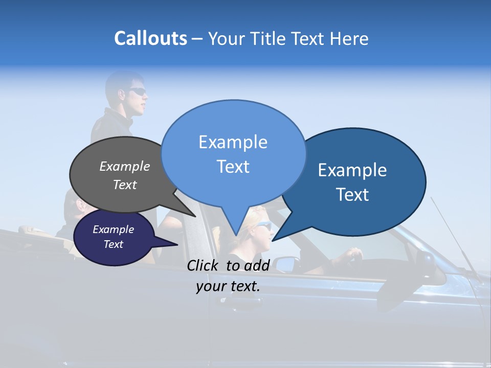 Group Of Young People In Convertible Car PowerPoint Template