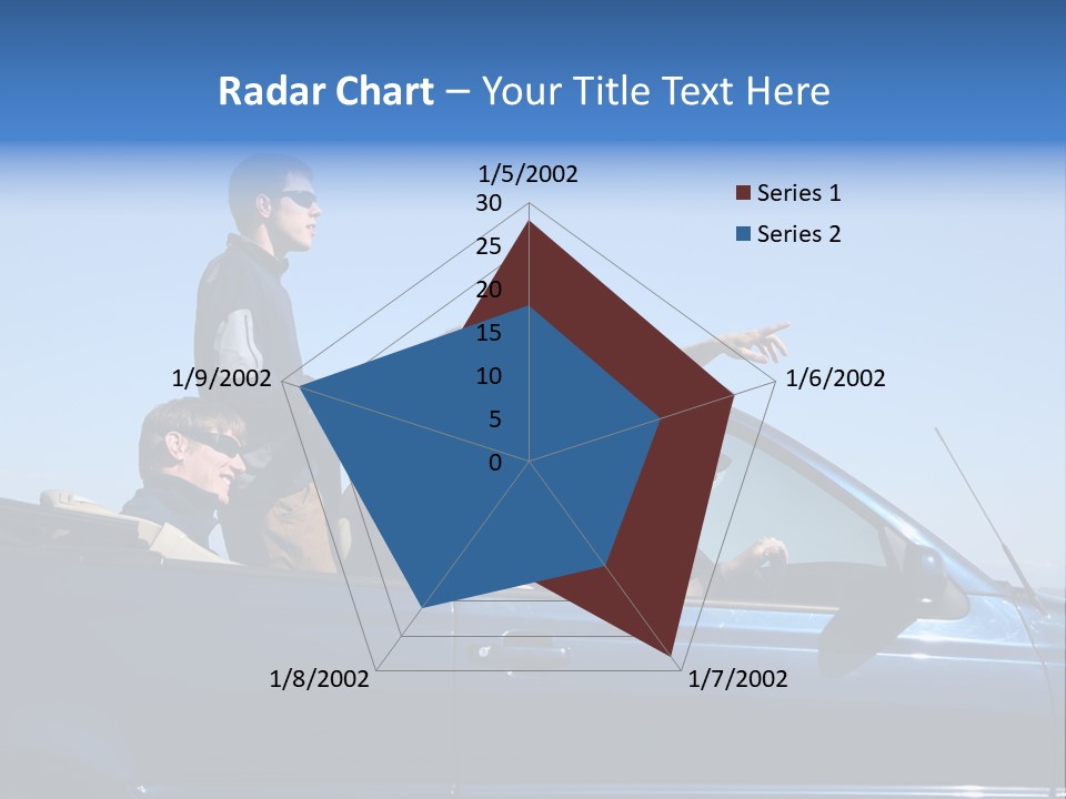 Group Of Young People In Convertible Car PowerPoint Template