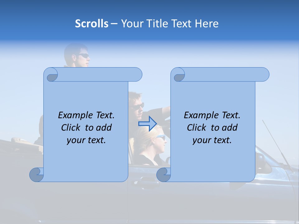 Group Of Young People In Convertible Car PowerPoint Template