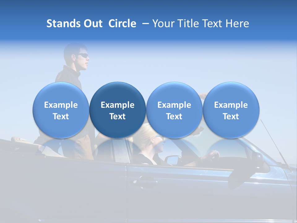 Group Of Young People In Convertible Car PowerPoint Template