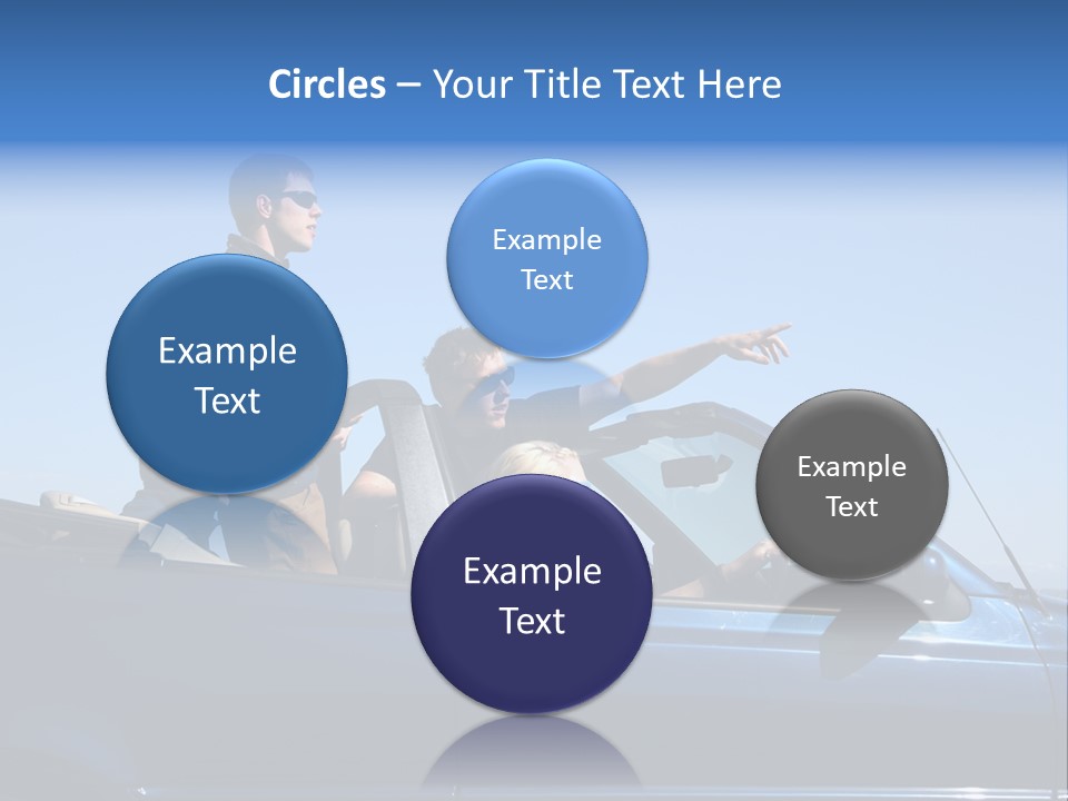 Group Of Young People In Convertible Car PowerPoint Template