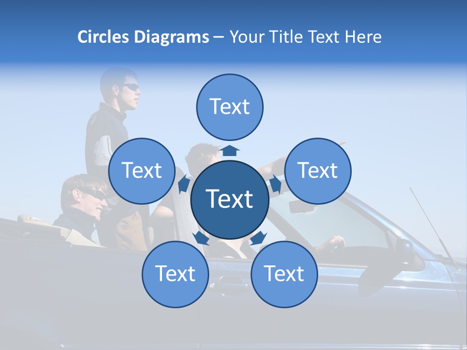 Group Of Young People In Convertible Car PowerPoint Template
