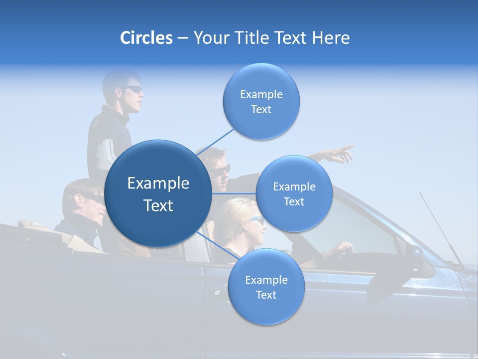Group Of Young People In Convertible Car PowerPoint Template