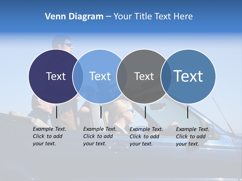 Group Of Young People In Convertible Car PowerPoint Template