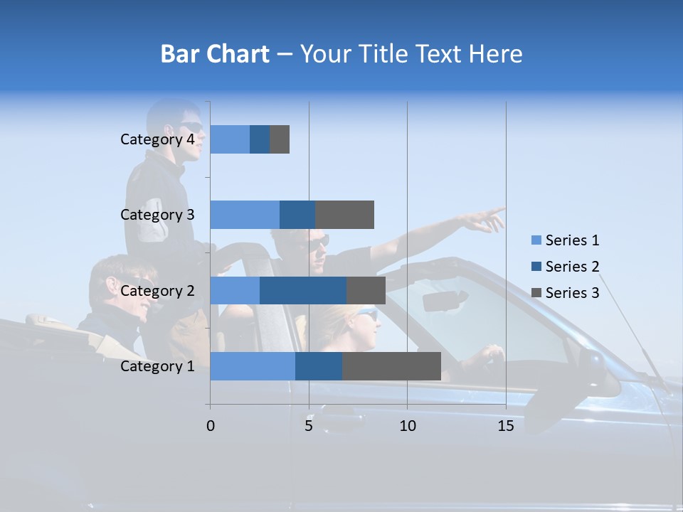 Group Of Young People In Convertible Car PowerPoint Template