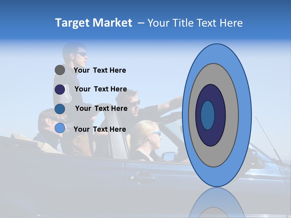 Group Of Young People In Convertible Car PowerPoint Template