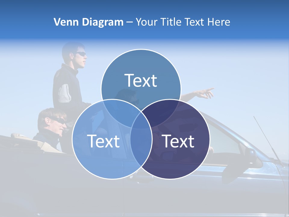Group Of Young People In Convertible Car PowerPoint Template