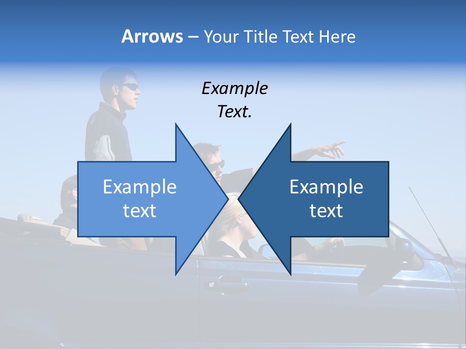 Group Of Young People In Convertible Car PowerPoint Template