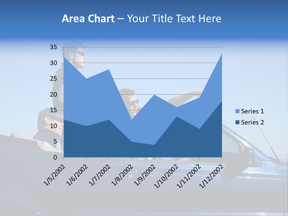 Group Of Young People In Convertible Car PowerPoint Template