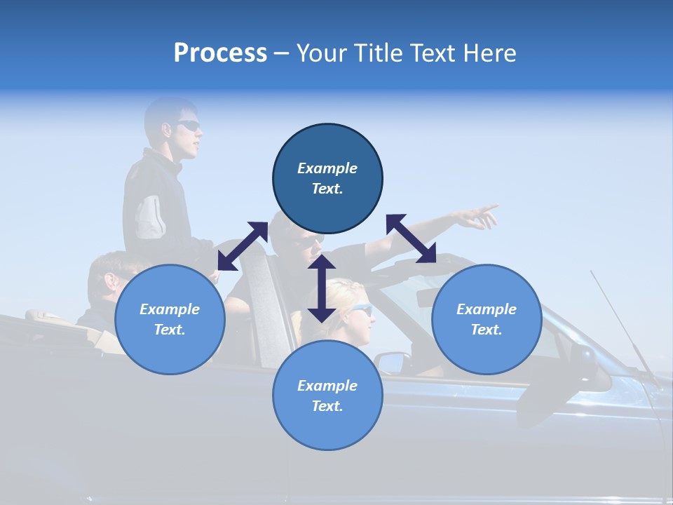 Group Of Young People In Convertible Car PowerPoint Template