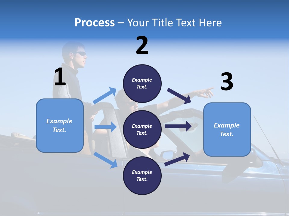 Group Of Young People In Convertible Car PowerPoint Template