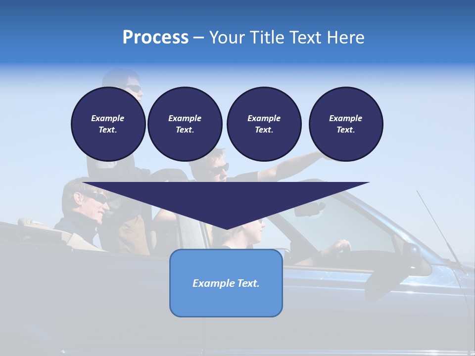 Group Of Young People In Convertible Car PowerPoint Template