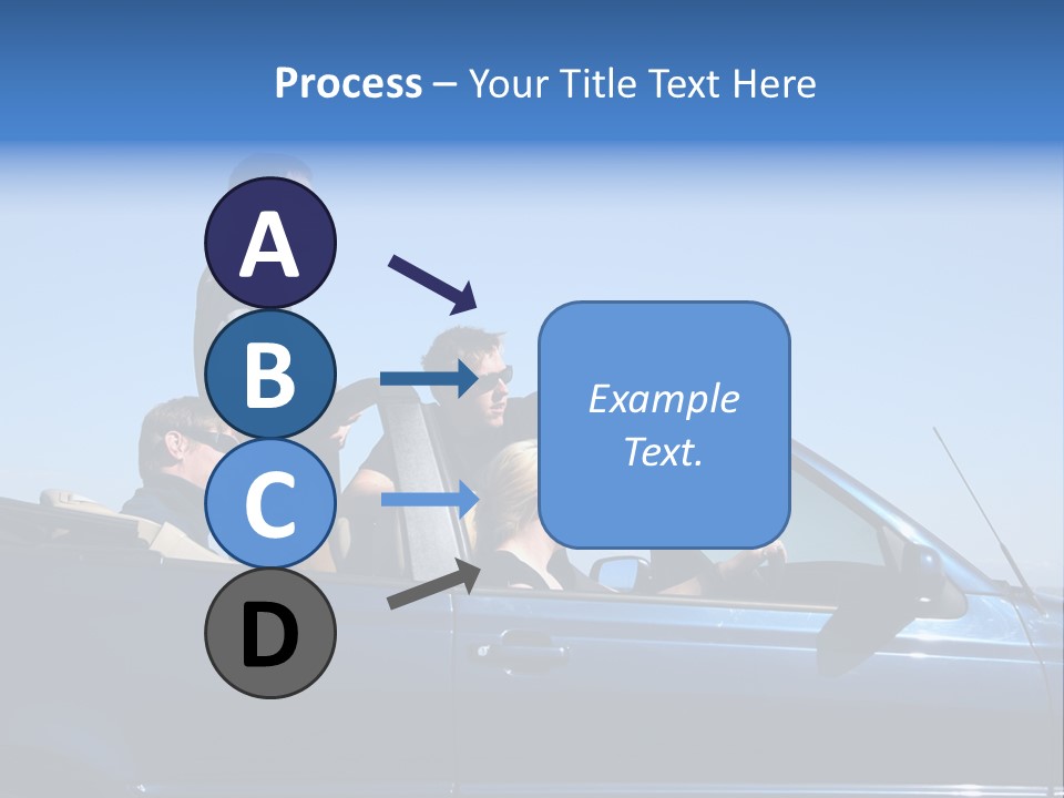 Group Of Young People In Convertible Car PowerPoint Template