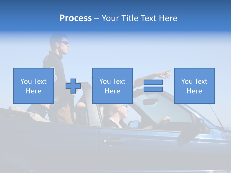 Group Of Young People In Convertible Car PowerPoint Template