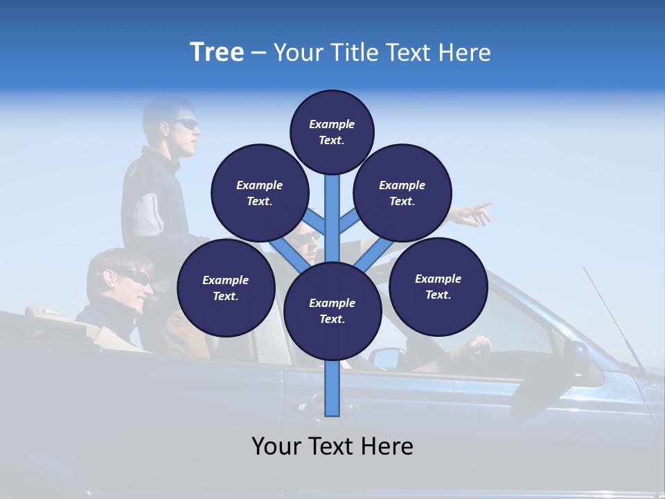 Group Of Young People In Convertible Car PowerPoint Template