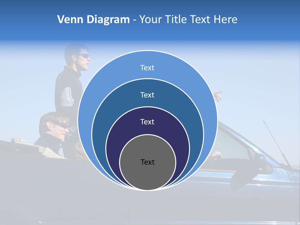 Group Of Young People In Convertible Car PowerPoint Template