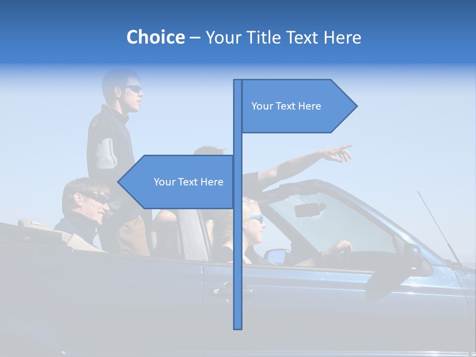 Group Of Young People In Convertible Car PowerPoint Template