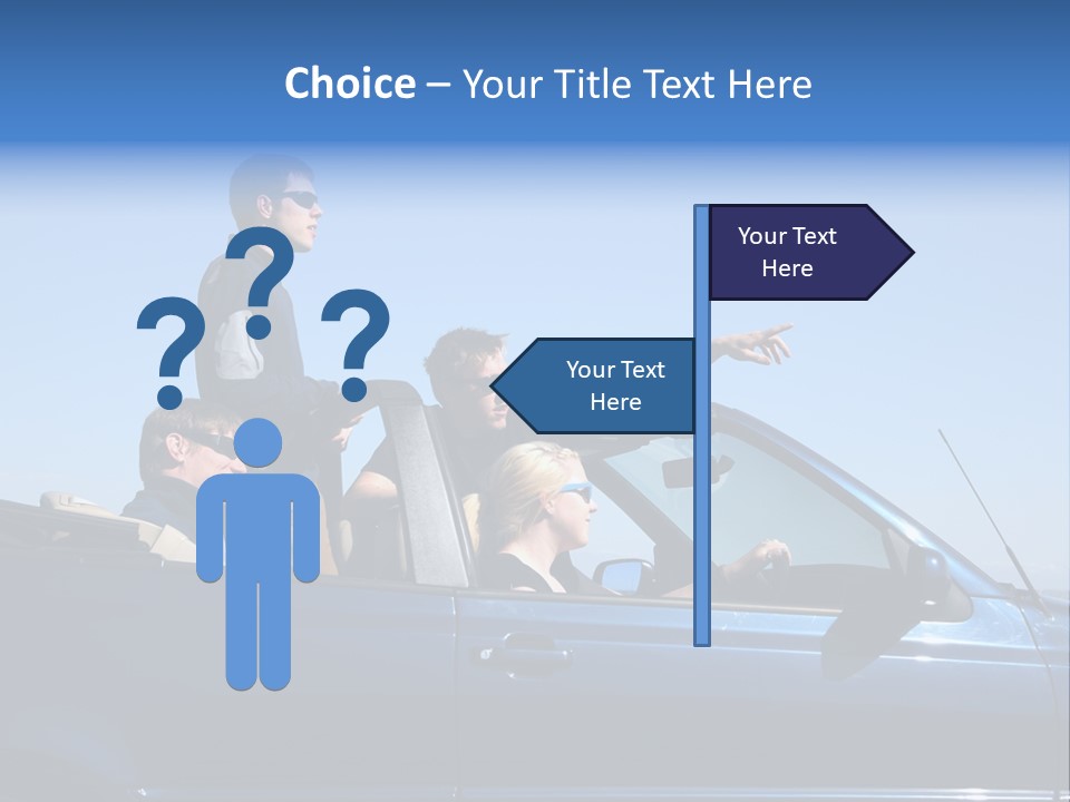 Group Of Young People In Convertible Car PowerPoint Template