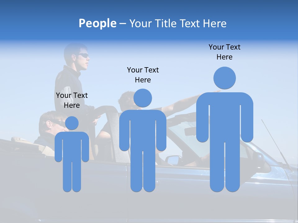 Group Of Young People In Convertible Car PowerPoint Template