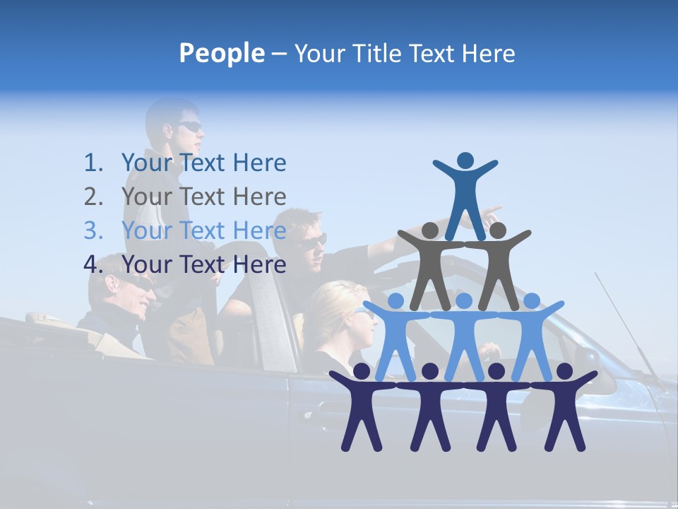 Group Of Young People In Convertible Car PowerPoint Template