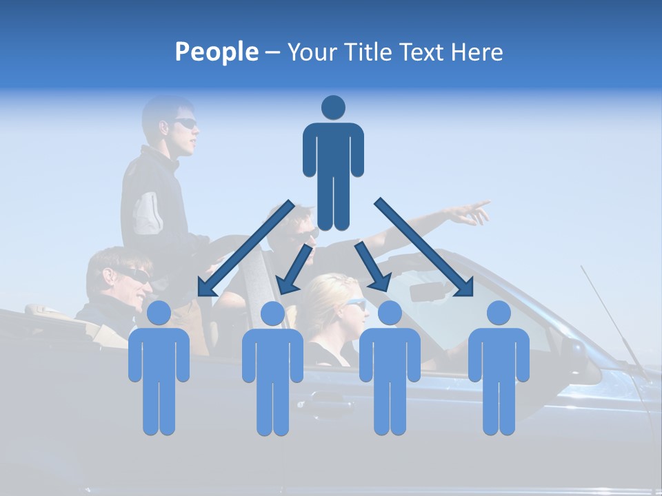 Group Of Young People In Convertible Car PowerPoint Template