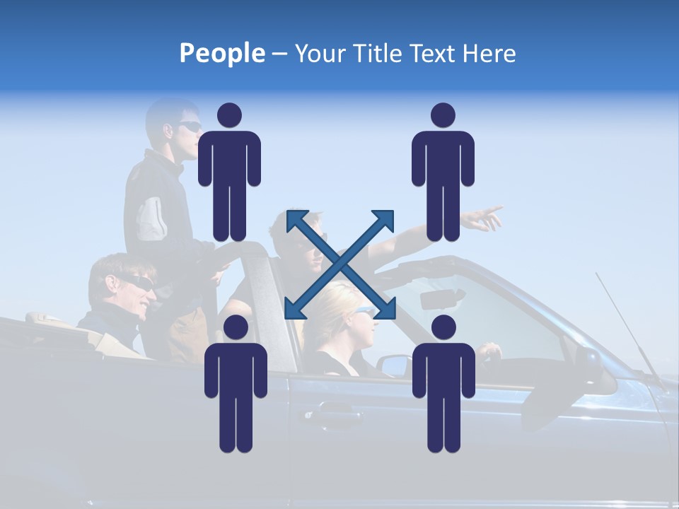 Group Of Young People In Convertible Car PowerPoint Template