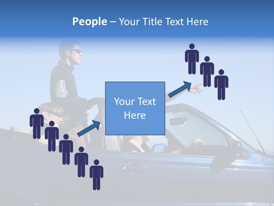 Group Of Young People In Convertible Car PowerPoint Template