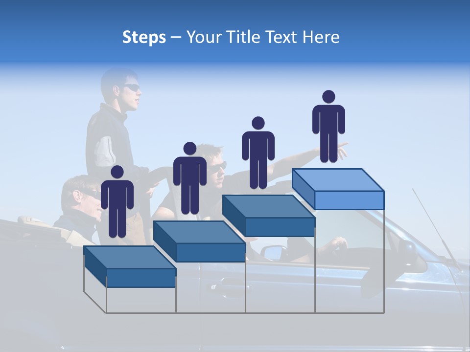 Group Of Young People In Convertible Car PowerPoint Template