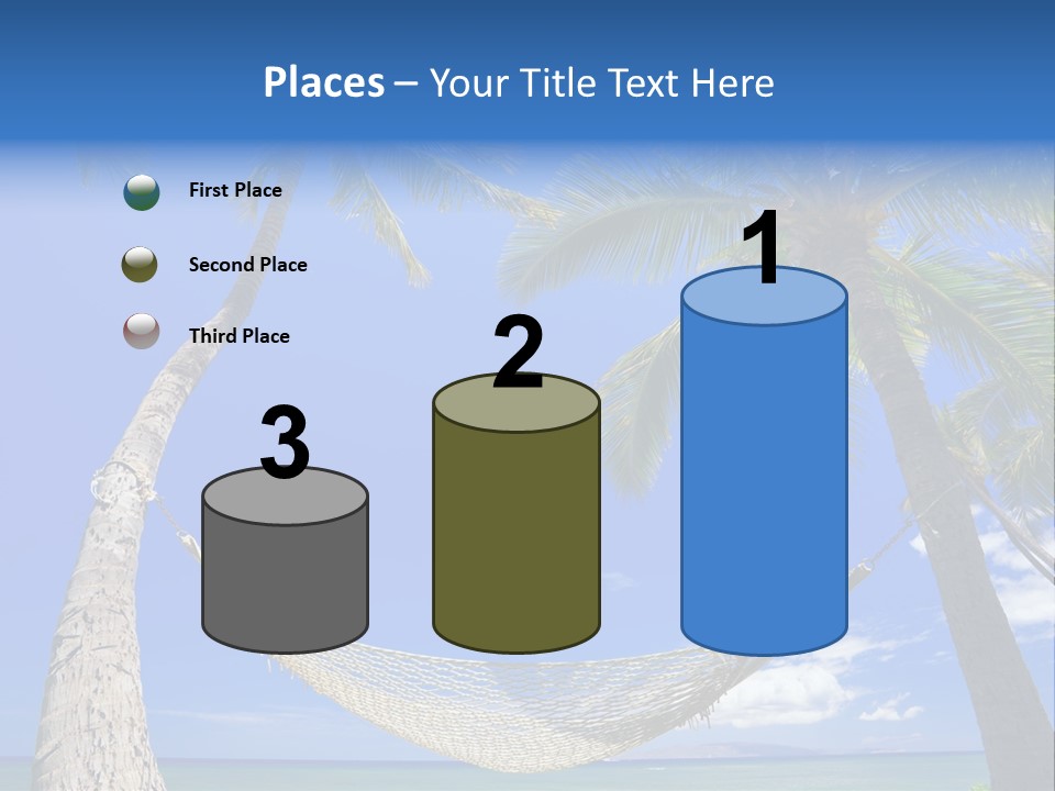 Palm Trees, Hammock, And Blue Sky, Beautiful Tropical Vacation PowerPoint Template