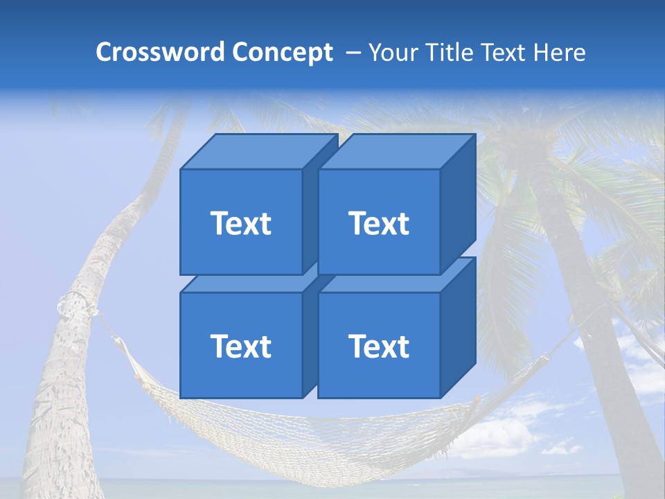 Palm Trees, Hammock, And Blue Sky, Beautiful Tropical Vacation PowerPoint Template