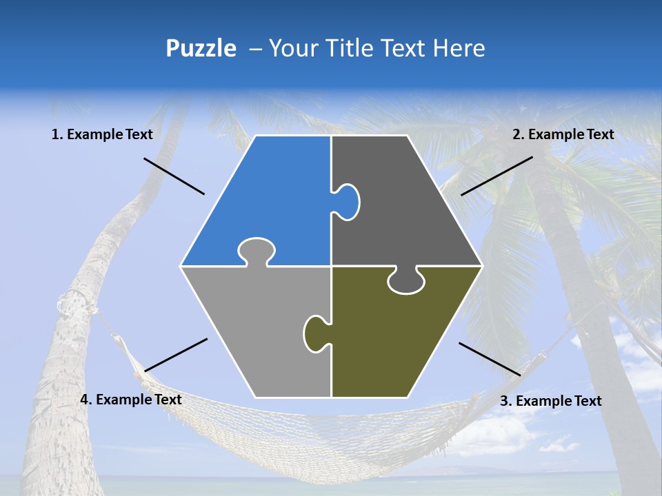 Palm Trees, Hammock, And Blue Sky, Beautiful Tropical Vacation PowerPoint Template