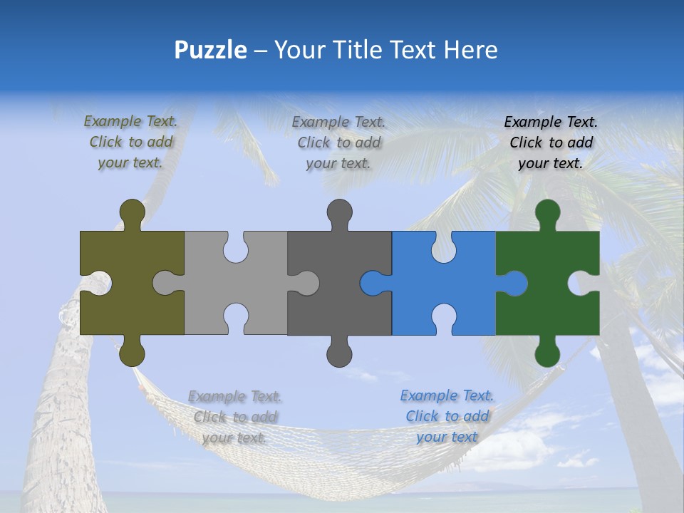 Palm Trees, Hammock, And Blue Sky, Beautiful Tropical Vacation PowerPoint Template