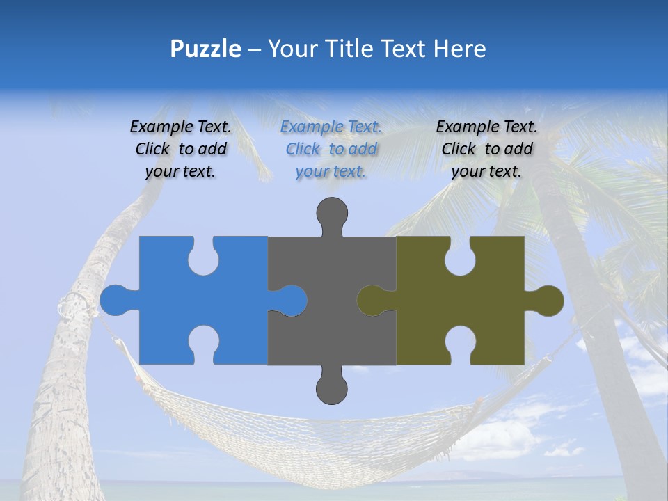 Palm Trees, Hammock, And Blue Sky, Beautiful Tropical Vacation PowerPoint Template