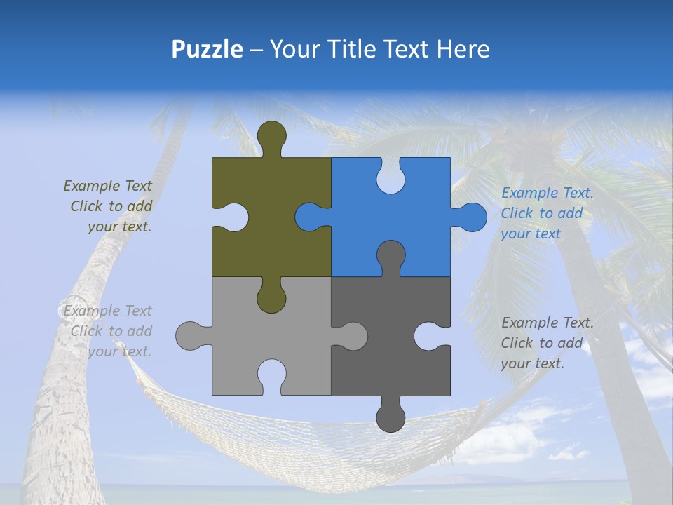 Palm Trees, Hammock, And Blue Sky, Beautiful Tropical Vacation PowerPoint Template