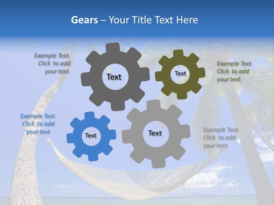 Palm Trees, Hammock, And Blue Sky, Beautiful Tropical Vacation PowerPoint Template